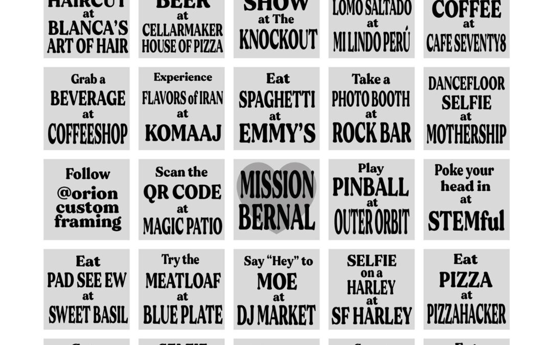 Mission Bernal Holiday Bingo